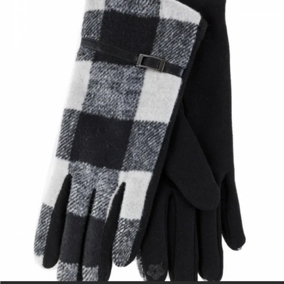 NWT- WOMEN’S BLACK AND WHITE PLAID SMART TOUCH GLOVES - Picture 2 of 5